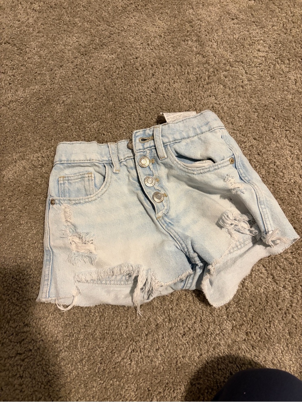 Zara Light Blue Distressed Denim Girl Shorts Size 7
